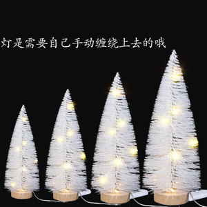 Standing Plastic Mini <b>Christmas</b> <b>Tree</b> with Rose-Red White Edged LED Lights and Pine Needle Powder Sprinkling <b>Table</b> Decorations - Product Image 5