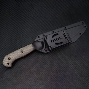 Couteau tactique de survie personnalisable Baselli DIY OEM SS092, épaisseur 5,0 mm, manche en lin Katami, lame en acier inoxydable, chasse 1 - Product Image 5