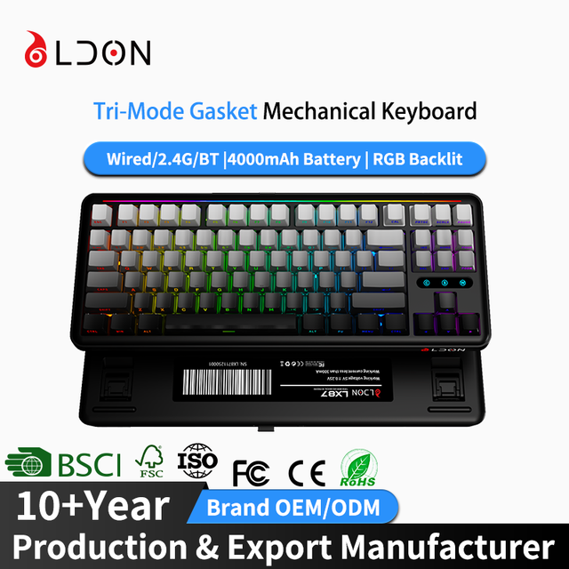 LX87 New Aluminum Alloy USB Type-C Rechargeable Anti-Ghosting Mechanical Keyboard Hot Swappable RGB Backlight Wireless