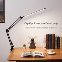 Lampe de bureau pliante à LED en métal à pince pour lampe de table à gradation à bras long 3 couleurs pour la lecture dans le salon et les ordinateurs
