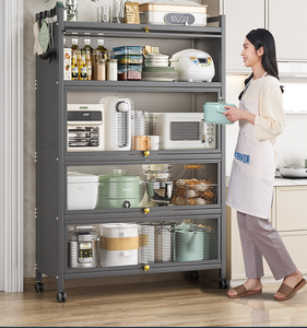 Estantes de almacenamiento giratorios para cocina, organizador extraíble de varias capas, ruedas rodantes con cartón de Metal de 5 niveles - Product Image 5