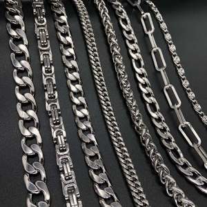 Collier vintage en argent sterling 925 taillé en <span class=keywords><strong>diamant</strong></span> massif Collier chaîne cubaine à maillons plats pour hommes et femmes Style italien - Product Image 4