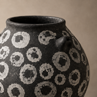 Vase à fleurs en céramique artistique, motif circulaire noir et blanc, vase en poterie vieillie pour la décoration de table console