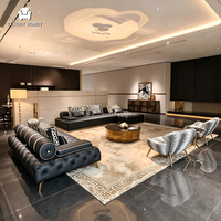 Ensemble de canapés sectionnels Chesterfield de luxe, design italien, cuir et tissu sur mesure pour villa, salle de sport, école, salon