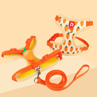 Zomerse stevige, gevoerde hondenharnas & riem met knoopsluiting in vest-stijl voor kleine & grote honden, ademend