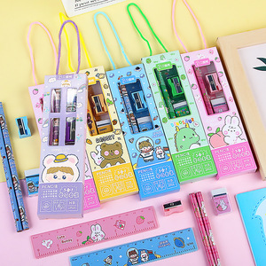 Ensemble de papeterie Pencie 5 en 1 avec crayon, règle, taille-crayon et gomme pour enfants, cadeau scolaire - Product Image 2