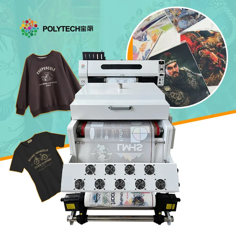 Polytech DTF आविष्कारक टी शर्ट कस्टम पाउडर डायर मशीन प्रत्यक्ष फिल्म पीईटी फिल्म प्रिंटर दो चार सिर करने के लिए 60cm DTF प्रिंटर