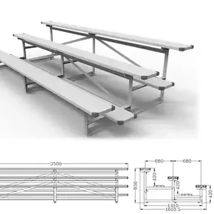 Ba hàng trong nhà/ngoài trời địa điểm sân vận động có thể thu vào nhôm di chuyển khán đài băng ghế dự bị tẩy trắng