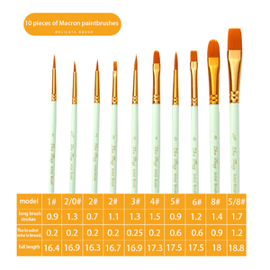 10 pinceaux ronds à pointe fine en nylon pour artistes, pour <span class=keywords><strong>peinture</strong></span> acrylique, huile et aquarelle - Product Image 3