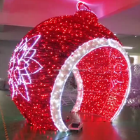 Boule de Noël LED étanche IP65, motif lumineux blanc chaud et rouge, ornement de Noël géant pour affichage extérieur