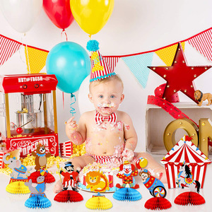 Nicro 9 pièces Animaux Fiesta Carnaval <span class=keywords><strong>Cirque</strong></span> Fête Décorations de table 3D Centres de table en nid d'abeille - Product Image 5