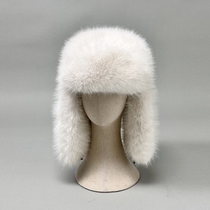 Chapeau aviateur en fausse fourrure de couleur unie pour femme, chapeau chaud d'hiver style russe avec protection pour les oreilles, chapeau en fourrure Lei Feng - Product Image 3