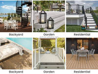 Dalles de terrasse WPC modernes et classiques en gros, résistantes à l'humidité, en teck composite pour patio extérieur, à poser soi-même, gaufrées