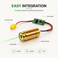 Module laser vert ZhonNa 532nm 35mW avec boîtier en cuivre, source lumineuse à diode pour positionnement et visée, accessoires d'alignement industriel