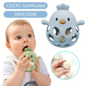 Hochet de dentition en silicone de qualité alimentaire sans BPA pour bébé, idéal pour le jeu sensoriel des nourrissons - Product Image 2