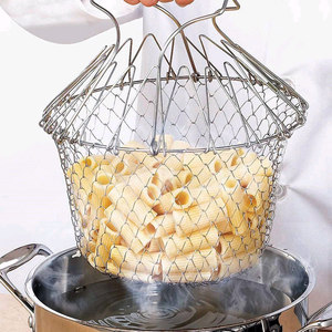 Pliable vapeur rinçage souche acier inoxydable pliant panier à frire passoire tamis maille passoire cuisine cuisine accessoires outils - Product Image 1
