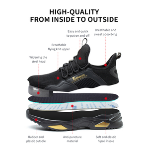 Scarpe Antinfortunistiche da Uomo con Puntale in Acciaio Anti-Schiacciamento, Antiperforazione, Punta Tonda, Tacco Basso per Edilizia - Product Image 4