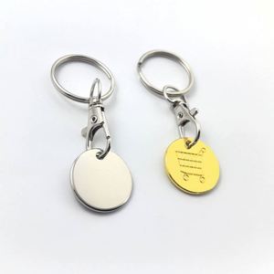 Porte-clés jeton de chariot de courses en acier inoxydable avec décoration - Product Image 3