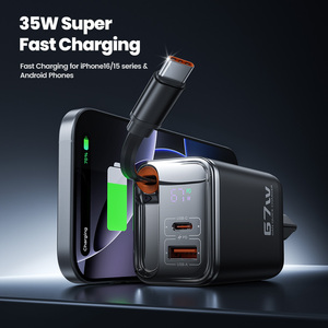 Toocki vente en gros PD 67W Gan câble rétractable chargeur rapide double port 2 Type C prise ue chargeur mural de téléphone portable Portable - Product Image 6