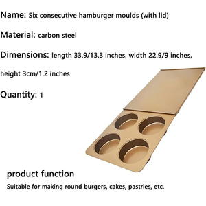 Moule à <span class=keywords><strong>pain</strong></span> à <span class=keywords><strong>hamburger</strong></span> antiadhésif en acier au carbone 6 tasses avec couvercle, moule <span class=keywords><strong>de</strong></span> cuisson robuste pour hamburgers, muffins britanniques et mini-pizzas - Product Image 6