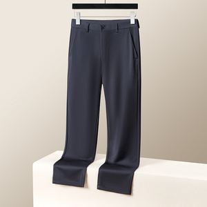 Pantaloni Formali <span class=keywords><strong>da</strong></span> <span class=keywords><strong>Uomo</strong></span> in Poliestere Elasticizzato a Gamba Dritta, Pantaloni Eleganti per Cerimonie e Occasioni Formali - Product Image 2