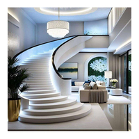 Moderne Spiraltreppen aus gehärtetem Glas mit Glasgeländer für den Innenbereich in Wohnungen, Fluren und Hotels