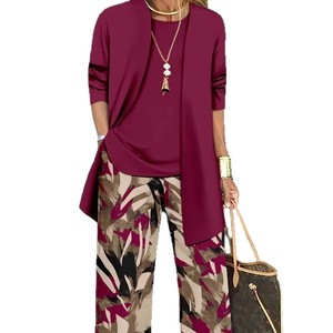 Women's 3 Piece Set <b>Red</b> Floral Top Vest Pants Casual <b>Suit</b> SMLXL2XL3XL4XL5XL Europe America Middle East Style - Product Image 5