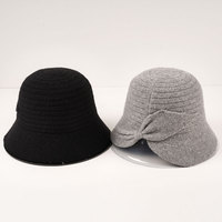 Chapeau d'hiver chaud, chapeau seau fendu, mode féminine, feutre, laine, tricoté, uni, chapeau seau simple