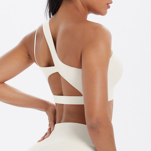 Sujetador deportivo <span class=keywords><strong>de</strong></span> un hombro cepillado <span class=keywords><strong>de</strong></span> nailon <span class=keywords><strong>de</strong></span> doble cara para mujer, tanque <span class=keywords><strong>de</strong></span> Yoga para correr, Fitness, talla grande, Ropa Interior <span class=keywords><strong>De</strong></span> Yoga - Product Image 5