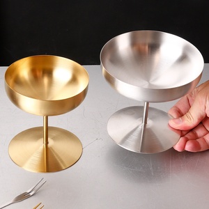 Bol à <span class=keywords><strong>glace</strong></span> en acier inoxydable avec pied, incassable, pour yaourt, salade, fruits, fête, mariage, verre à martini, coupe à dessert - Product Image 2