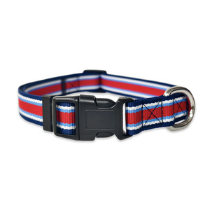 Cross-Border New England Style Striped Pattern Personalized Polyester Webbing Adjustable <strong>Dog</strong> Collar for Small Breed <strong>Dogs</strong> <strong>Button</strong> - Product Image 1