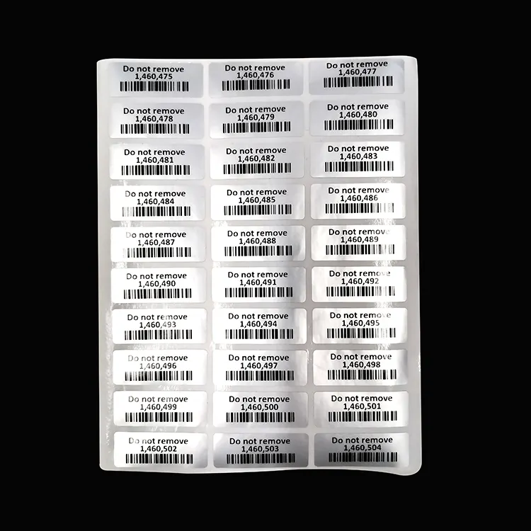 Hoge Kwaliteit Custom Design Logo Afdrukken Anti-Namaak Beveiliging Serienummer Anti-Nep Label Verwijderen Leegte Barcode Stickers