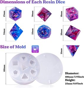 LET'S RESIN Moldes de resina epoxi de silicona para <span class=keywords><strong>dados</strong></span> estereoscópicos de 7 caras - Kit DIY para hacer <span class=keywords><strong>dados</strong></span> DND para juegos de mesa - Product Image 2