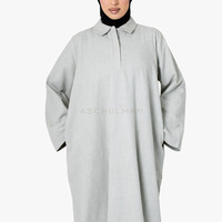 Robe Abaya personnalisée pour femmes musulmanes, col chemise, design boutonné, Abaya islamique pour femmes, coupe ample, manches longues, tenue modeste