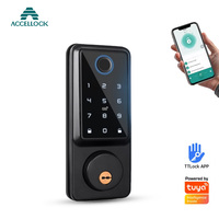 Cerradura Inteligente Biométrica a Prueba de Agua con Código y Huella Dactilar, Almacenamiento en la Nube Wi-Fi, Seguridad de Grado C para Puertas de Madera del Hogar