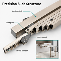 Glissière de table pliante en aluminium peu encombrante, glissière de tiroir dissimulée pour armoire de rangement