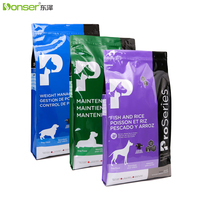 Sac d'emballage alimentaire OEM personnalisé en PE de grande taille, de qualité alimentaire, résistant à l'humidité, à fond plat, anti-odeur, refermable avec fermeture éclair, pour aliments pour animaux de compagnie (chiens et chats)