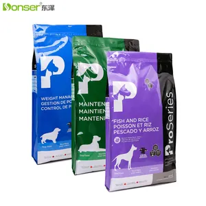 Bolsa de comida para perros de 10kg, fábrica OEM, grande, 28,4 libras, comida seca para mascotas, reciclaje de envases de plástico PE, bolsa de pie con válvula para comida para gatos