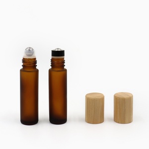 Eco-friendly 5ml 10ml Matte Amber <b>Glass</b> Roll <b>on</b> Bottle with Bamboo Lid Empty Cosmetic Essential Oil Roller Bottle - Product Image 2