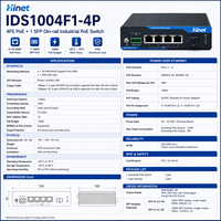 Switch Ethernet PoE Industrial de 4 Puertos, 120W, 100M, SFP, Montaje en Riel DIN, No Administrado