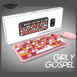 LVKIDRON Combo clavier-souris sans fil 75 touches ergonomique Punk <span class=keywords><strong>Mini</strong></span> Set USB 3.0 Interface Cadeau pour les filles utilisant des ordinateurs portables - Product Image 6