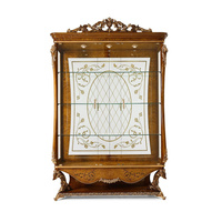 Armoire à vin de style français avec porte en verre, armoire à vin sur pied avec éclairage, armoire en bois massif, meubles de salle à manger de haute qualité