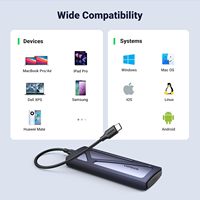 UGREEN SSD Enclosure Tanpa Alat USB-C Eksternal 10Gbps Adaptor/Pembaca M.2 NVMe Mendukung Ukuran Kunci M/M/B&B 2230/2242/2260/2280