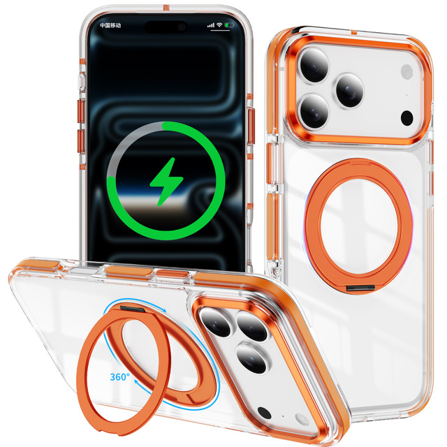 Metal Button Aluminum Camera Frame Cover With 360 Degree Rotation Ring Holder Bumper PC Case for iPhone 17 Pro Max 15 16 16 Pro