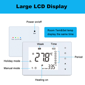 Toupwell TP708RF <span class=keywords><strong>Thermostat</strong></span> de chaudière à gaz filaire de chauffage numérique <span class=keywords><strong>programmable</strong></span> moderne 230v alimenté par batterie pour une utilisation dans le salon de l'hôtel - Product Image 6