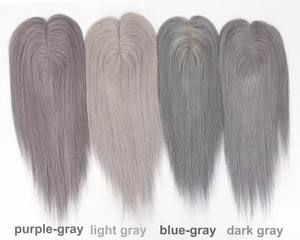 Topper en dentelle pour femmes, fermeture frontale, <span class=keywords><strong>cheveux</strong></span> humains Remy, toupet en <span class=keywords><strong>blond</strong></span> <span class=keywords><strong>gris</strong></span> sel et poivre, ondulations profondes, pièces de <span class=keywords><strong>cheveux</strong></span> - Product Image 6