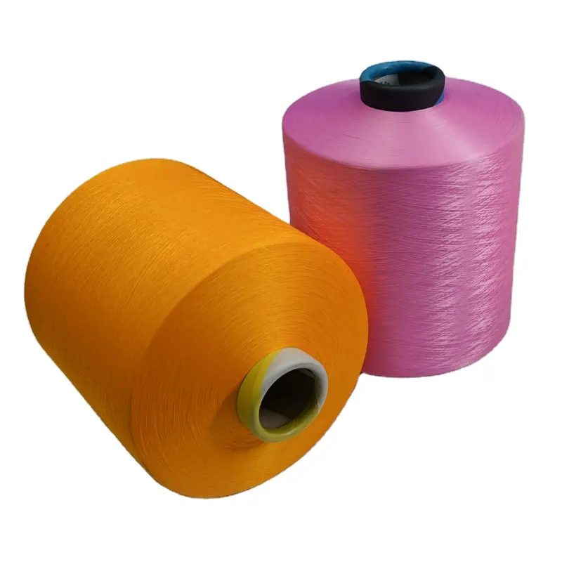 Geri dönüşümlü dokulu polyester renkli iplik DTY 300/96 300/144 300/192 NIM SIM HIM GRS iplik bir sınıf