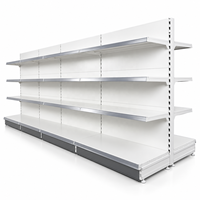 Étagère de présentation double face pour supermarché, type gondole, robuste, pour magasin de détail, épicerie, en métal, réglable