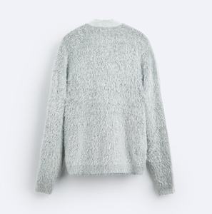 Customized Fashion Furry Knit Cardigan Long Sleeve Warm <b>Men's</b> Knit <b>Sweater</b> - Product Image 5