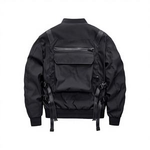 Giacca Varsity da <span class=keywords><strong>Uomo</strong></span> Personalizzata Taglie Forti con Collo alla Coreana Multitasche Ecologica per Esterno di Tendenza Nera Invernale - Product Image 2